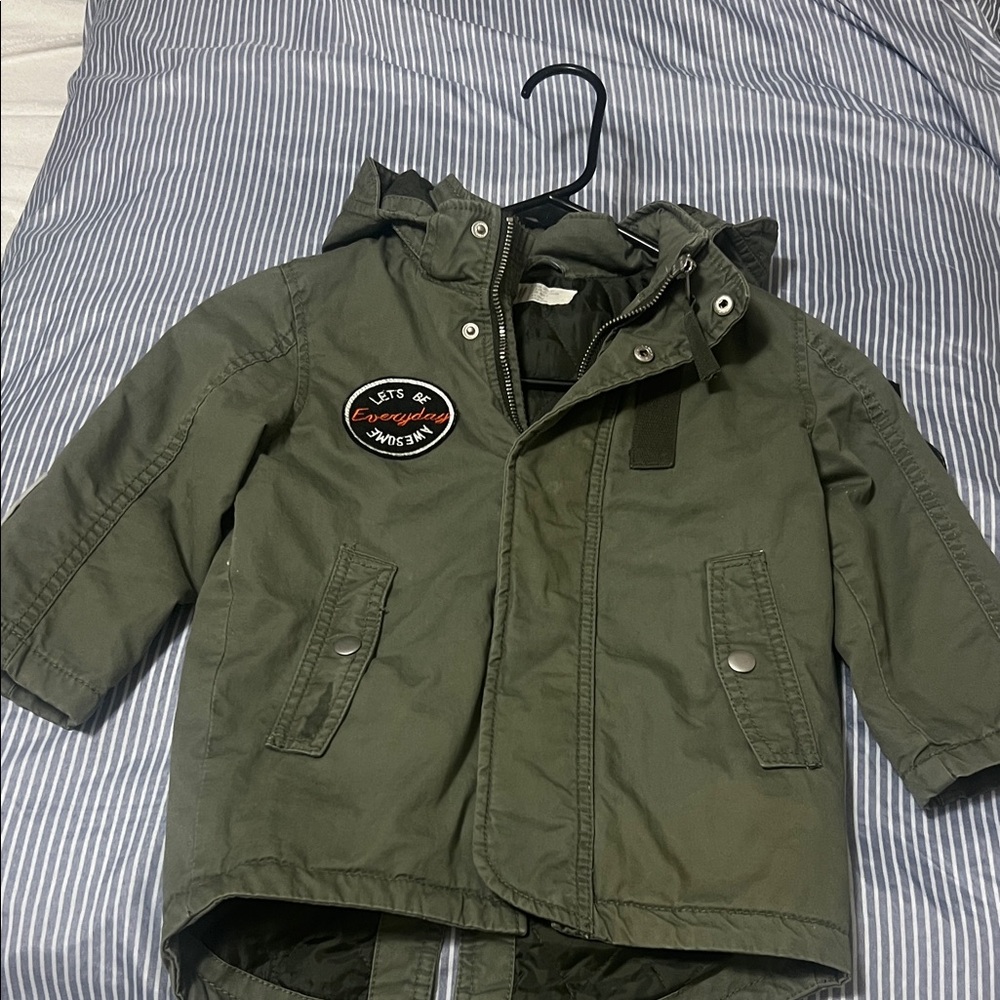 Kids Olive Green coat with Patched